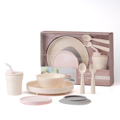 Set diversificare hrana bebelusi Miniware Little Foodie, 100% din materiale naturale biodegradabile, 6 piese, Vanilla+Cotton candy JEMmw_MWLFVC