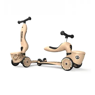 Trotineta Copii Cu Sezut, Suport Jucarie, Transformabila 2in1, Highwaykick 1 Lifestyle Leopard, 1-5 Ani, Pana La 50 Kg, Scoot  Ride Pjb96607