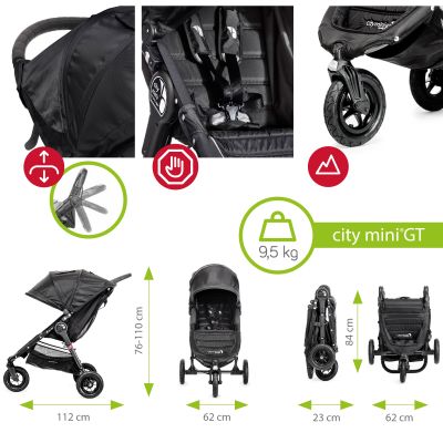 Carucior City Mini GT Black sistem 2 in 1 ERFBJ0131531000-2-in-1