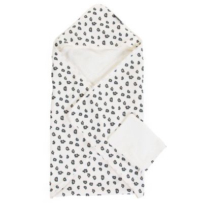 Prosop cu gluga si manusa de baie Childhome Jerse/Frotir 80x80 cm, Leopard ERFCH-CCBCJLEO