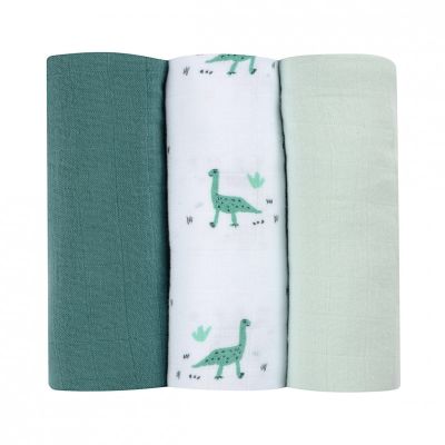 Set 3 Museline Beaba bumbac organic 70x70 cm Jurassic Green ERFB920345