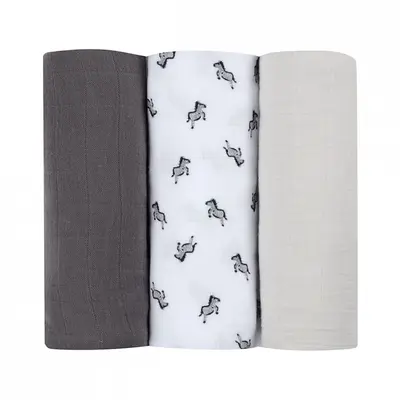 Set 3 Museline Beaba bumbac organic 70x70 cm Savana Grey ERFB920344