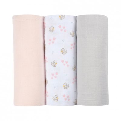 Set 3 Museline Beaba bumbac organic 70x70 cm Swan Pink ERFB920343
