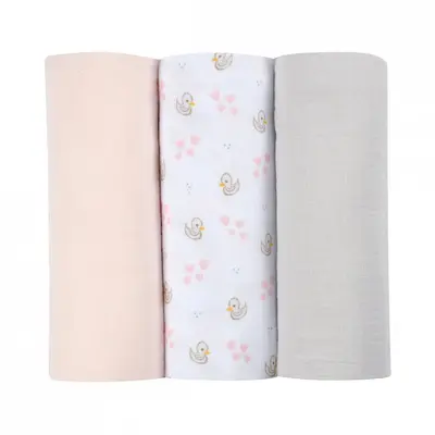 Set 3 Museline Beaba bumbac organic 70x70 cm Swan Pink ERFB920343