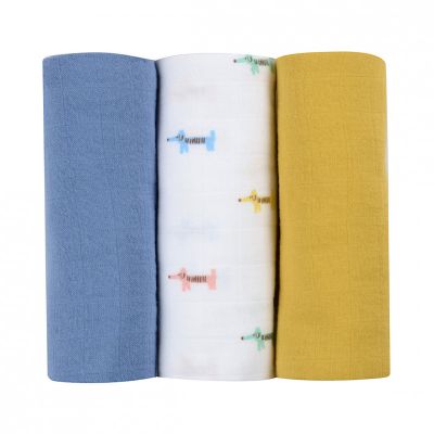 Set 3 Museline Beaba bumbac organic 70x70 cm Teckel Beige ERFB920347