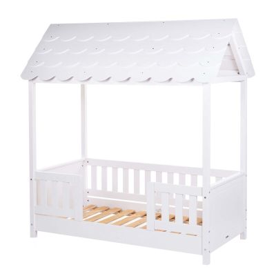 Pat Casuta Childhome cu protectii laterale 70x140 cm Lemn Alb ERFCH-B140BHR