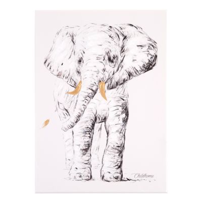 Pictura in ulei Childhome 30x40 cm, Elefant cu detalii aurii ERFCH-CHOPELE