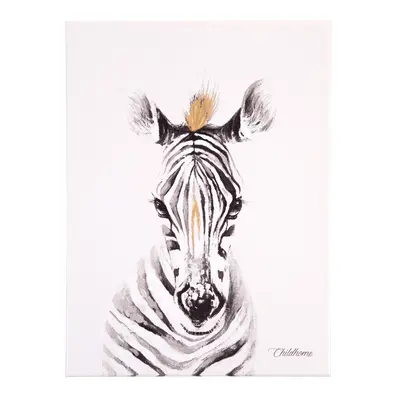 Pictura in ulei Childhome 30x40 cm, Zebra cu detalii aurii ERFCH-CHOPZEB