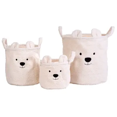 Set 3 cosuri depozitare Childhome Teddy Alb ERFCH-CCBTWSET
