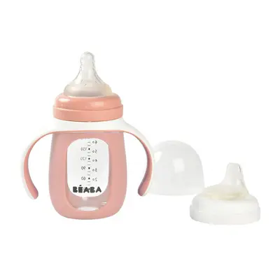 Biberon de invatare 2 in 1 din Sticla Beaba 210 ml Old Pink ERFB913520