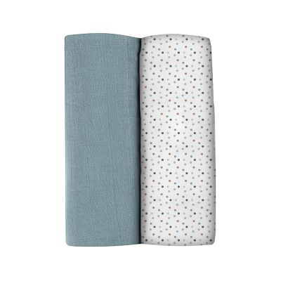 Set 2 Museline Beaba bumbac 120x120 cm Baltic Blue/Points ERFB920392