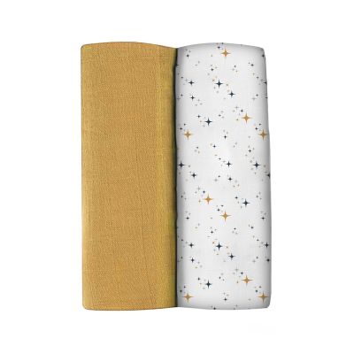 Set 2 Museline Beaba bumbac 120x120 cm Honey Yellow/Starry Night ERFB920393