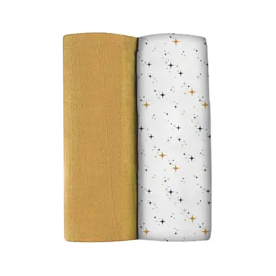 Set 2 Museline Beaba bumbac 120x120 cm Honey Yellow/Starry Night ERFB920393