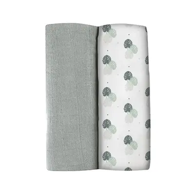 Set 2 Museline Beaba bumbac 120x120 cm Mirage Grey/Jungle ERFB920387