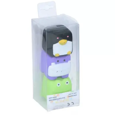 Set 3 jucarii de baie Eddy Toys, Pinguin, Hipopotam, Broscuta ERFED21614-4