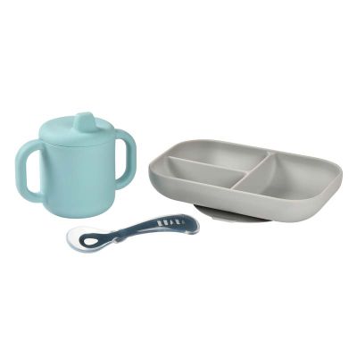 Set de masa silicon cu cana Beaba Blue ERFB913526