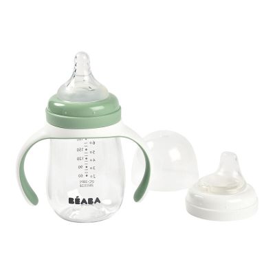 Biberon de invatare 2 in 1 din Tritan Beaba 210 ml Sage Green ERFB913531