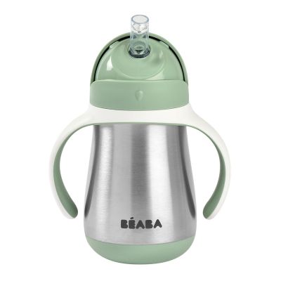 Cana cu pai din inox Beaba 250 ml Sage Green ERFB913535