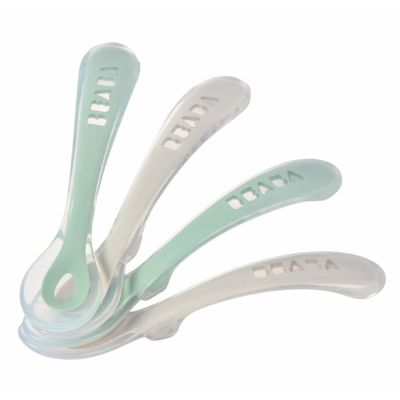 Set 4 lingurite silicon +8 luni Beaba Sage Green ERFB913555