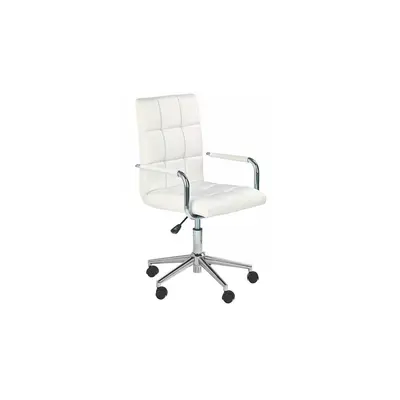 Scaun birou ergonomic, hm gonzo 2, cadru cromat, tapiterie piele ecologica, mecanism de balans, roti pivotante, 90 kg, alb drm4761