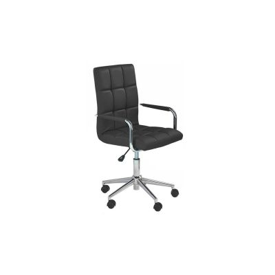 Scaun birou ergonomic, hm gonzo 2, cadru cromat, tapiterie piele ecologica, mecanism de balans, roti pivotante, 90 kg, negru drm4760