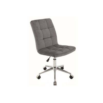 Scaun birou cu stofa tip catifea sl q020, inaltime reglabila, cadru cromat, rotatie 360°, roti pivotante, 90 kg, gri drm8812