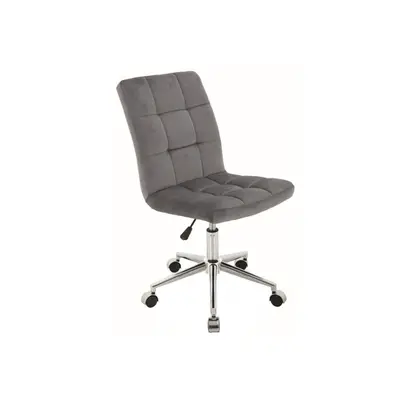 Scaun birou cu stofa tip catifea sl q020, inaltime reglabila, cadru cromat, rotatie 360&deg;, roti pivotante, 90 kg, gri drm8812