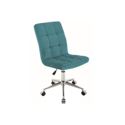 Scaun birou cu stofa tip catifea sl q020, ergonomic, inaltime reglabila, cadru cromat, rotatie 360°, 90 kg, turcoaz drm8817
