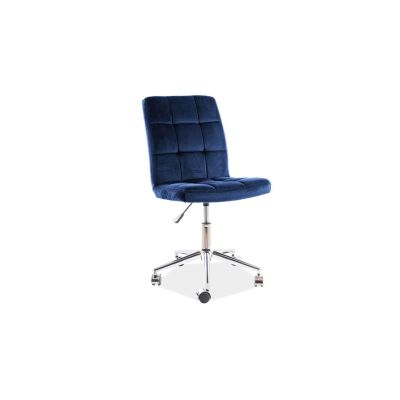 Scaun birou cu stofa tip catifea sl q020, inaltime reglabila, cadru cromat, rotatie 360°, 90 kg, albastru drm9671