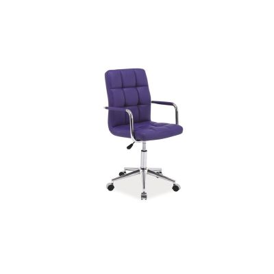 Scaun birou copii sl q022, ergonomic, cadru otel, piele ecologica, inaltime ajustabila, roti pivotante, 60 kg, mov drm9388