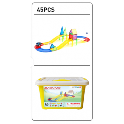 Set de constructie magnetic 3d - circuit masinute (45 piese)
