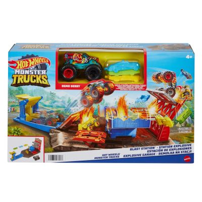 HOT WHEELS MONSTER TRUCKS SET BLAST STATION VIVMTHFB12