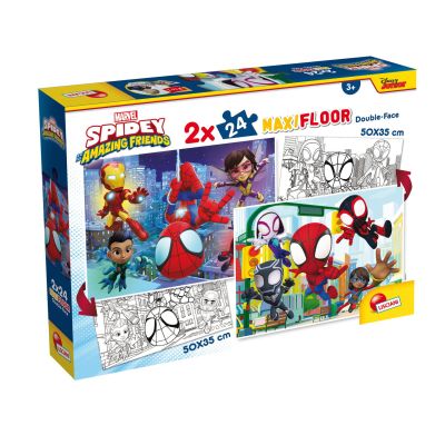 Puzzle de colorat maxi - paienjenelul marvel si prietenii lui uimitori (2 x 24 de piese)