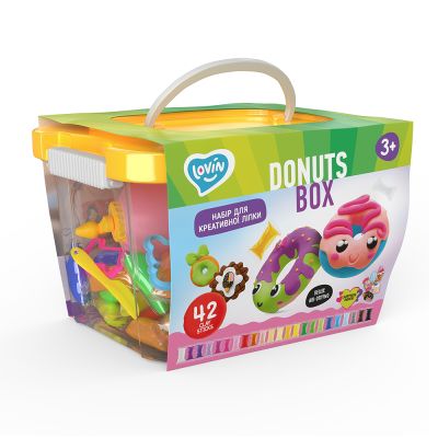 Set Air Clay  cu argila usoara pentru modelaj Lovin - 42 culori - Donuts Box KRTOK70109