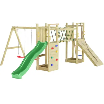 Complex joaca din lemn cu 2 turnuri si pod maxi exposure fungoo - okefu08300pkxg2