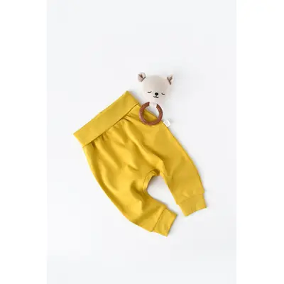 Pantaloni Bebe Unisex din bumbac organic Galben deschis (Marime: 6-9 luni) JEMBC-CSY5623-12