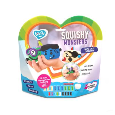 Set Air Clay pentru modelaj Lovin - 18 culori -  Squishy Monsters KRTOk70130