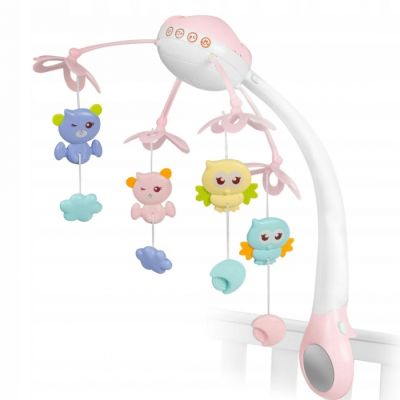 Carusel muzical pentru patut cu proiector, sunete si jucarii ricokids rk-813 - roz edeedi781301