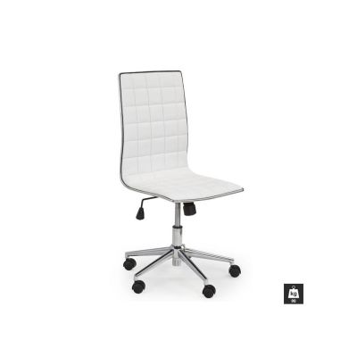 Scaun birou hm tirol, ergonomic, piele ecologica, cadru cromat, inaltime ajustabila, 90 kg, 107x44x41 cm, alb drm2071