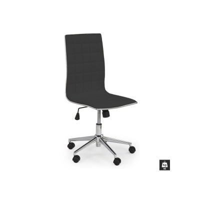 Scaun de birou hm tirol, ergonomic, cadru cromat, piele ecologica, inaltime ajustabila, mecanism de balans, 90 kg, negru drm2791