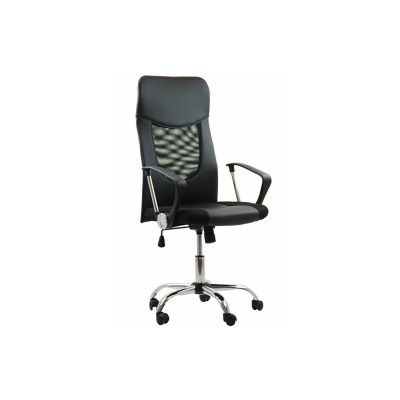 Scaun birou off 906, ergonomic, mesh, piele ecologica, cadru cromat, mecanism de balans, 110 kg, negru drm1625