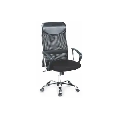 Scaun birou hm vire, mesh, ergonomic, cadru metal, tetiera cu piele ecologica, inaltime ajustabila, mecanism balansare, 100 kg, negru drm1988