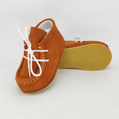 Botosei mocasini Baby Fox de exterior piele portocalie si talpa din cauciuc pentru bebe - FOX10312772-org