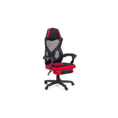 Scaun off 304, ergonomic, mesh, mecanism de balans, suport picioare retractabil, 110 kg, negru/rosu drm8989