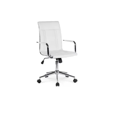 Scaun birou ergonomic, hm porto 2, mecanism de balans, brate tapitate, cadru cromat, 100 kg, alb drm3985