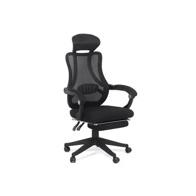 Scaun birou ergonomic off 927, mesh, recliner, suport picioare retractabil, 100 kg, negru drm8655