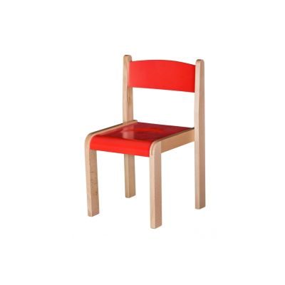 Scaun lemn gradinita bambi, h35, rosu drm10085