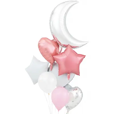 Set 8 baloane Luna - Roz si Argintiu JUBHB-460431