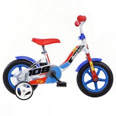 Bicicleta copii dino bikes 10' 108 sport alb si albastru hubdb-108l-0506-wb