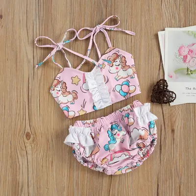 Costum de baie Unicorni din 2 piese (Marime: 120) JEM47e